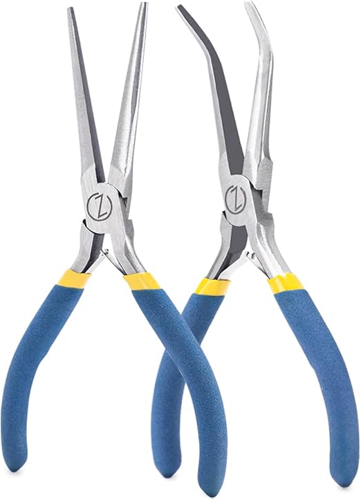 VISEMAN 6" Mini Needle Nose Pliers with Comfort Grip Handles, 2PCS Long Nose Pliers Set for Handmade Craft