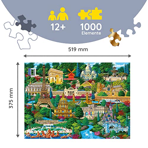 Trefl - Holzpuzzle, Frankreich Puzzle, Berühmte Orte - 1000 Teile, Wood Craft, unregelmäßige Formen… – Ansicht 3