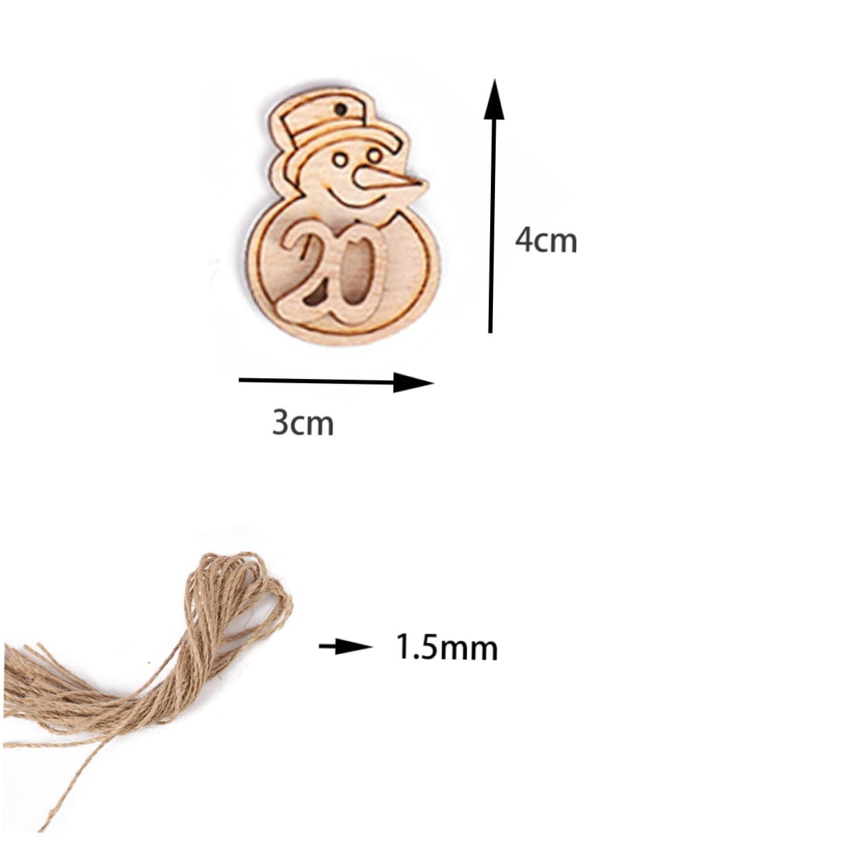 MAGICLULU 24pièces Calendrier De Bois Pendentifs Décoration Suspendue Pratique pour Placard Et Accueil Invités