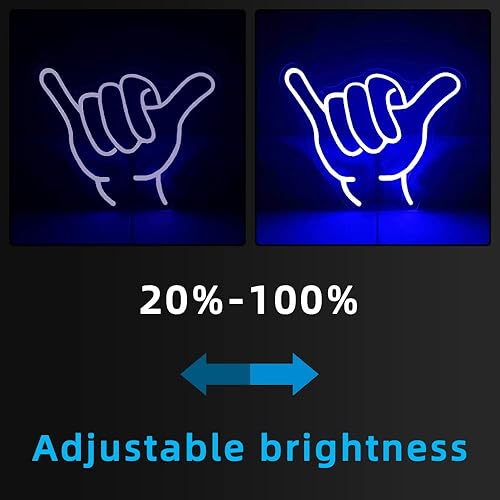 Miniatura 3 de Aloha - Letrero LED de mano con texto en inglés «Shaka», para decoración artística de pared, letrero de neón suelto con texto en inglés «15.7x12.4»