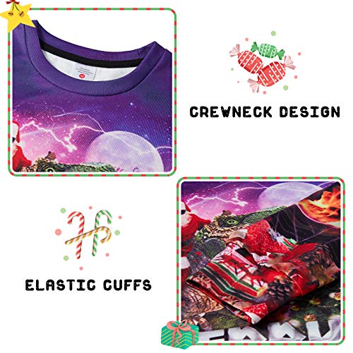 Enlifety 4-16T Kids Ugly Christmas Sweater Boys Xmas Sweatshirt Funny 3D Graphic Xmas Pullover4