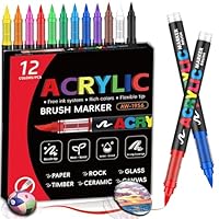 Aziool Filzstifte Kinder 2025 Upgrade - Acrylstifte Set & Acrylic Marker für Steine zum Bemalen, Leinwand, Keramik, Direkttinte Stifte für fotoalbum zum selbstgestalten (12 Farben)
