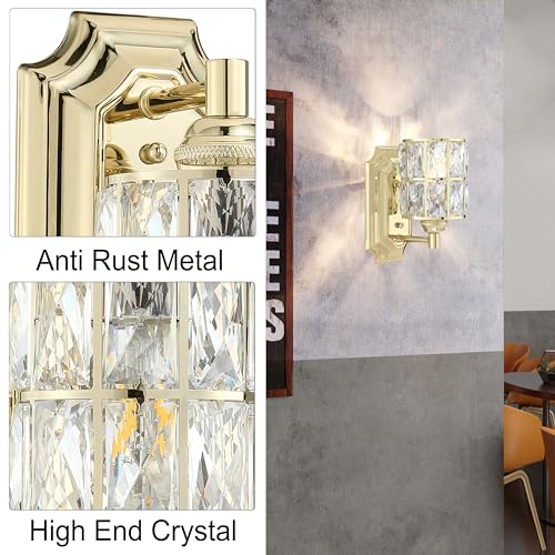 Image of Crystal Wall Sconce Champagne Dry&Wet Dual Use 1 Light 2 Pack UL Certified