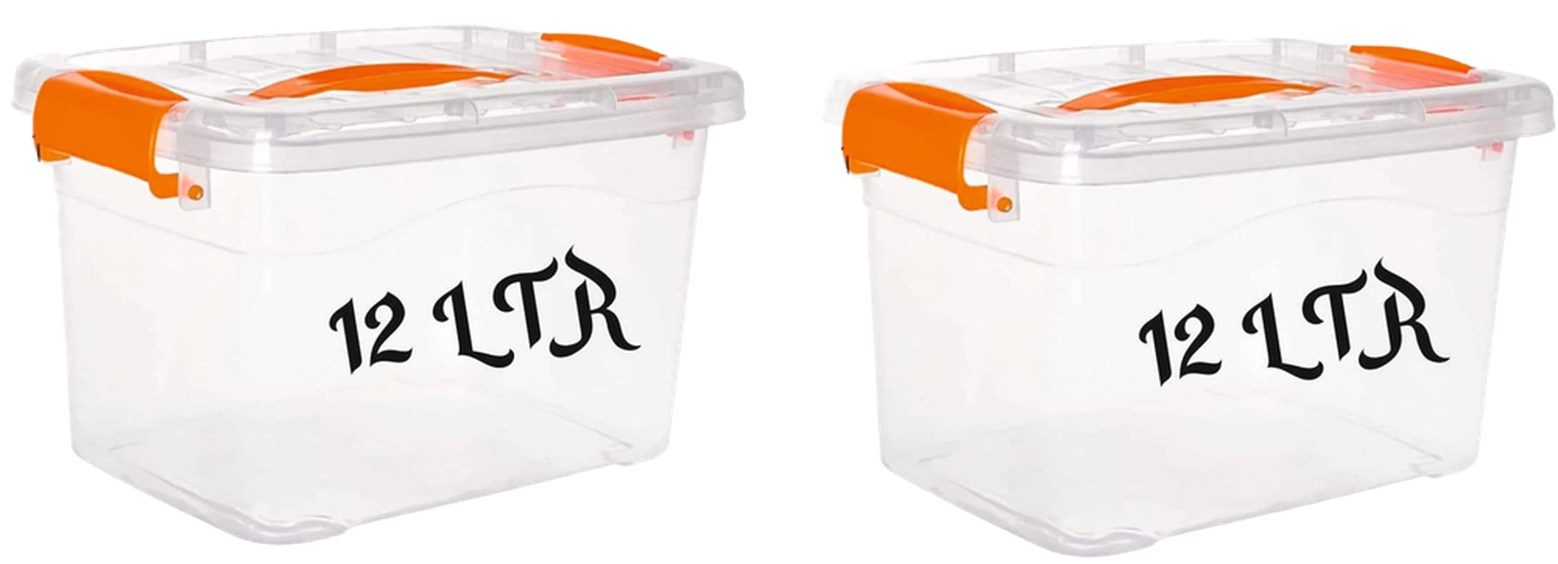 Selecto BCT 12 LTR Clear Plastic Storage Box With Lid | 2 PC SET | For Clothes, Toys, Books, Snacks, Shoes and Grocery,Medicine,Stationary items and Many more. (2)