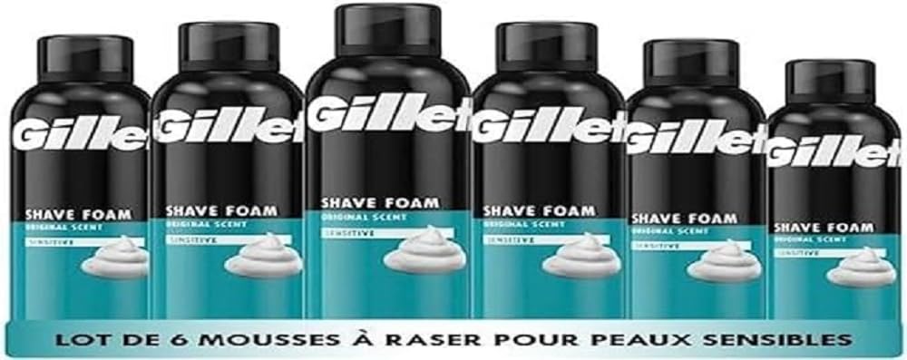 Gillette Classic Wrażliwa Pianka Do Golenia, Dla Skóry Wrażliwej, 300ml X6
