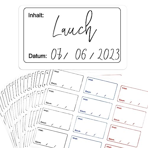 COLOFALLA 240 Stück 5x3cm Gefrieretiketten zum Beschriften auf Deutsch Selbstklebend Abnehmbar Etiketten Wasserdicht Klebeetiketten Tiefkühletiketten für Marmelade Küche