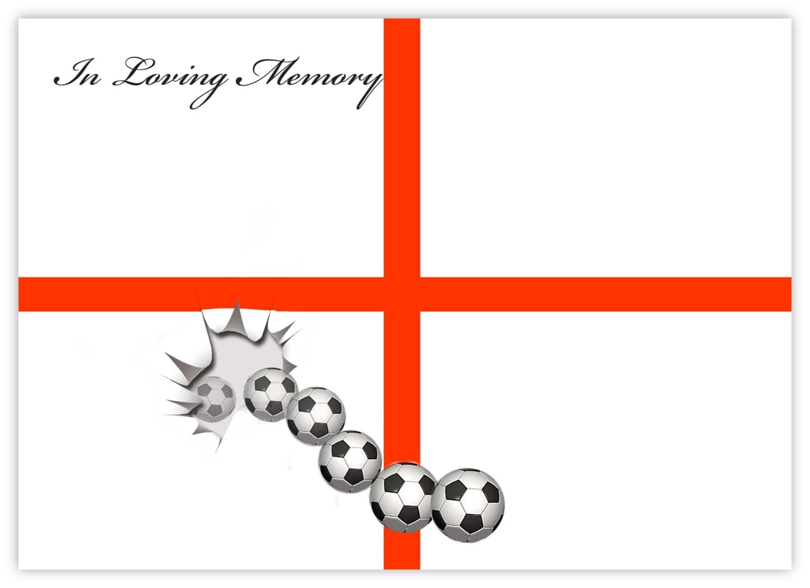 celloexpress In Loving Memory (Football England) Flower Message Cards - 90mm x 125mm - Bereavement Florist Card Sympathy Condolences Notes (Pack of 12)