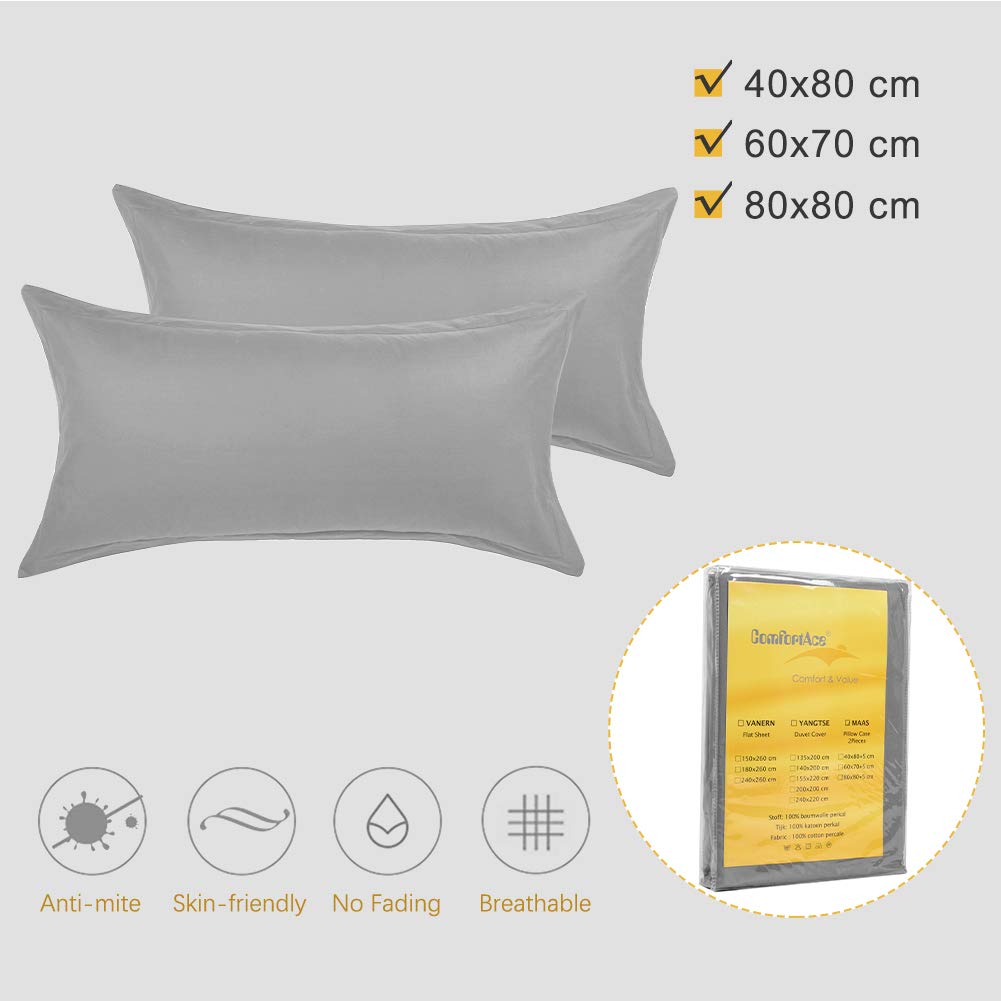 Maas Kissenbezug 2er Set 60x70 Cm – 100% Baumwolle, Hypoallergen, Waschbar