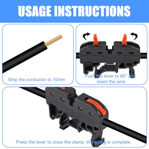 40 Stück Reihenklemmen Hutschiene, Hutschienen Klemmen Klemmleiste Kit mit Digitale Markierungsstreifen, Schiene Schraube Feste Basis Elektrische Anschlussblöcke 0,08-4mm² für Feste Kabel