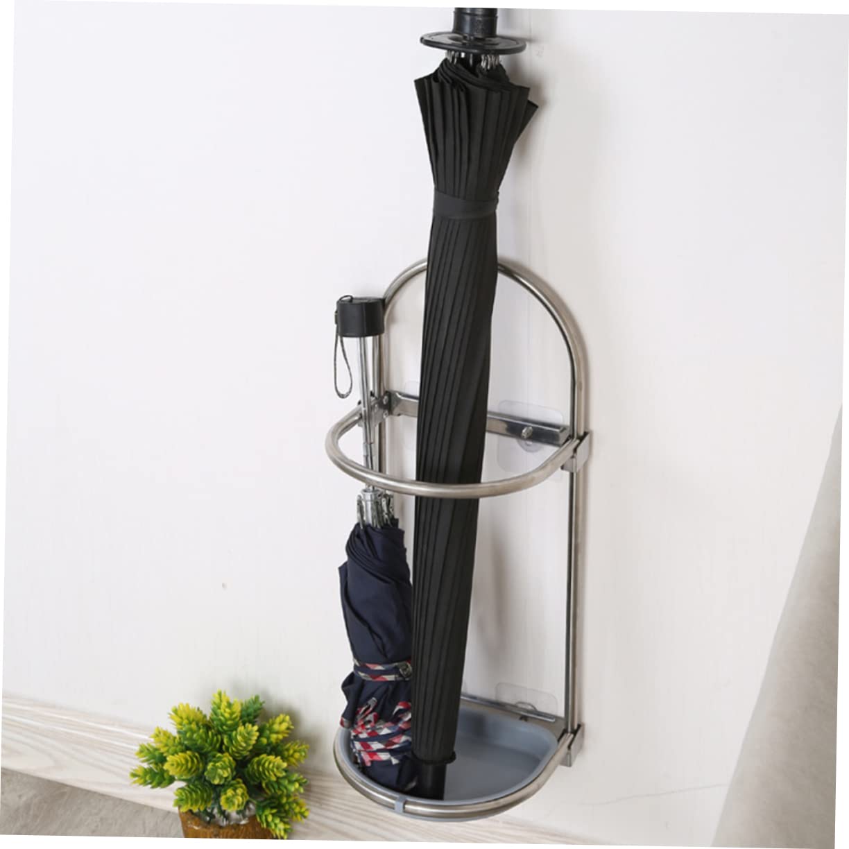 PartyKindom Portaombrelli Pieghevole in Acciaio Resistenti Da Parete Per Casa Argento Azzurro Supporto Portaombrelli Portaoggetti Per Interni Utilizzo Versatile