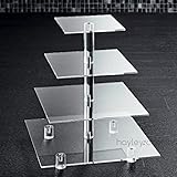 Hayley Cherie 4-Tier Square Cupcake Stand - Acrylic Tiered Cake Stand - Dessert or Cupcake Tower