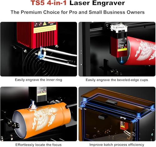 Image of 3IDEA Twotrees TS5 7W Laser Engraving Machine, with Rotary Laser Roller 4 in 1, Laser Case, Cylinder for Engraved Cups, Engraving Area 249x123x123mm