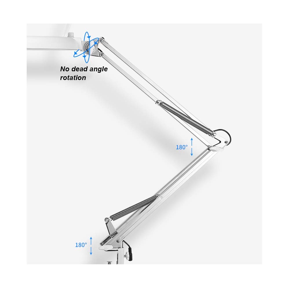 Lente d'Ingrandimento da Tavolo, Lampada con Morsetto, Lampada a LED con Supporto Pieghevole per la Lettura, Lampada da scrivania a Mani libere, Lente d'Ingrandimento per Anziani i