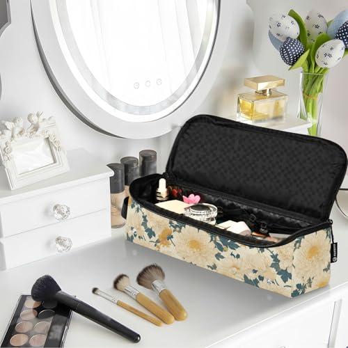 Bolsa de viaje para herramientas de cabello Cute Dahlia amarillo claro con tapete resistente al calor organizador para planchas, rizadores y secadora miniatura 6