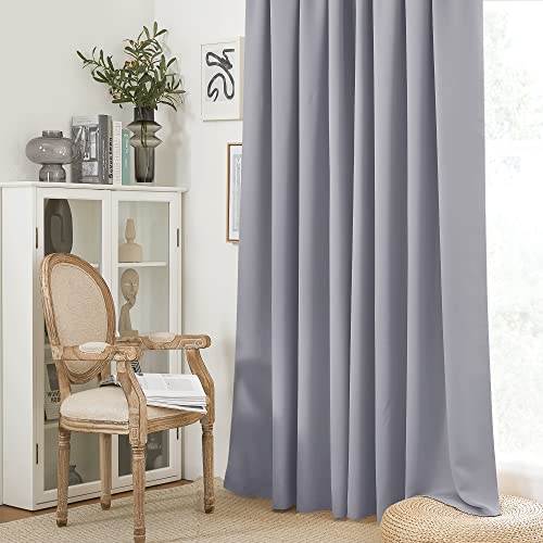 RYB HOME Extra Long Curtains 108 inches Length, Blackout Curtains for Living Room Ceiling to Floor Privacy Dividers Picture Window Drapes for Dining Room, Sliver Grey, W52 x L108 inches, 2 Pieces