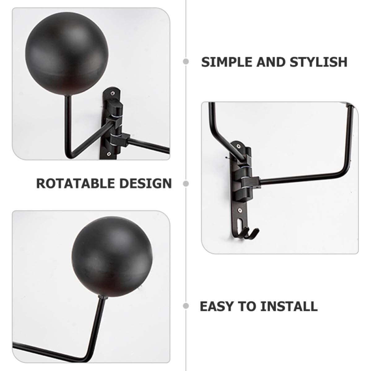 Mipcase Soporte Giratorio para Protector y Sombreros de Pared Doble, Negro
