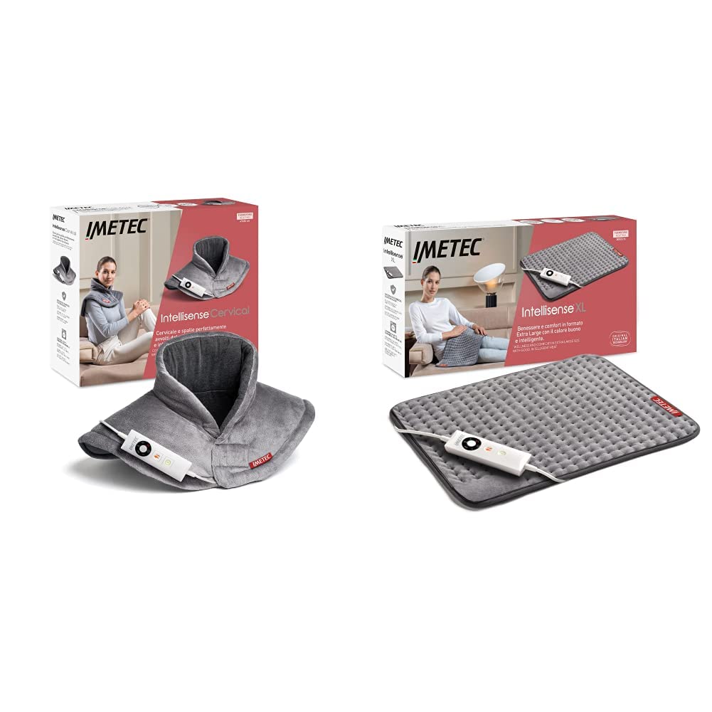 Imetec Intellisense Cervical, Termoforo per Cervicale e Spalle, Cuscino Termico & Intellisense XL, Termoforo Extra Large Schiena e Gambe, Cuscino termico