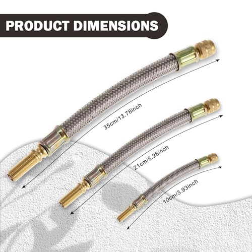 Image of 100mm 210mm 350mm Universal Flexible Tire Valve Extension, Flexible Tire Valve Stem Extension, Stainless Steel Valve Stem Extenders, Flexible Valve Stem Extenders, Flexible Tyre Valve Stem Extension