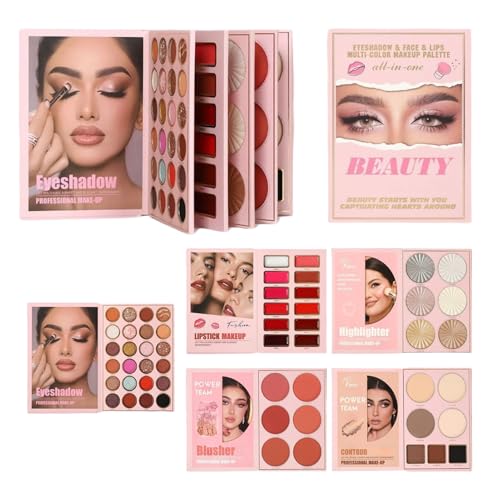 Palette Maquillage Livre Visage Complet, 5 Couches De Style Livre Pliable, Coffret Cadeau De Maquillage, 55 Couleurs De Fards À Paupières, Palettes De Fards À...