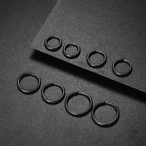 Image of 316L Surgical Stainless Steel Huggie Hoop Earrings 6mm 8mm 10mm 11mm 12mm 14mm Hypoallergenic Earrings Ring Cartilage Helix Lobes Hinge Sleep Earrings for Men Women