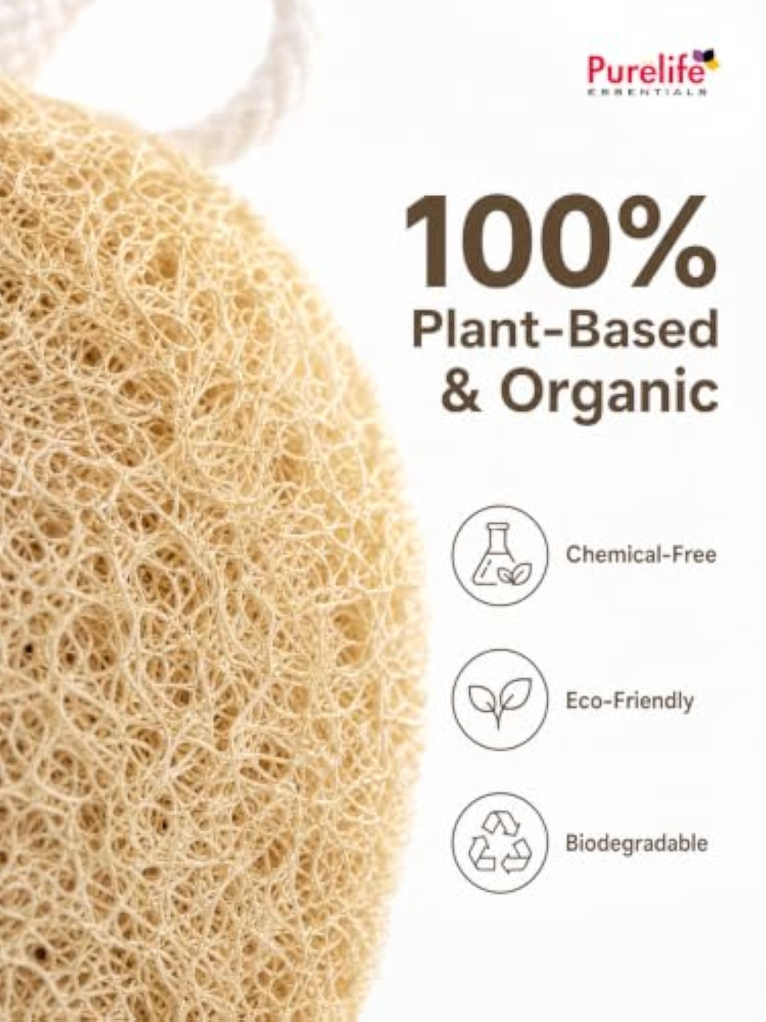 Heart Shape Organic Natural Loofah, Pack of 2