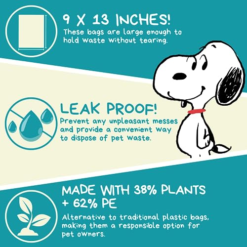 Image of The Original Poop Bags with Peanuts Snoopy Design | USDA Certified 38% Biobased Dog Waste Bags | Leak-Proof, Extra Thick, Strong & Unscented Pet Waste Rolls (720 Count)