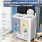30Lbs Capacity Portable Washing Machine Nictemaw Twin Tub Compact Laundry Machine with Built-in Drain Pump, Washer and Spin Dryer Combo (19Lbs+11Lbs), Mini Washing Machine for Apartments, Dorms, RVs - Image 2