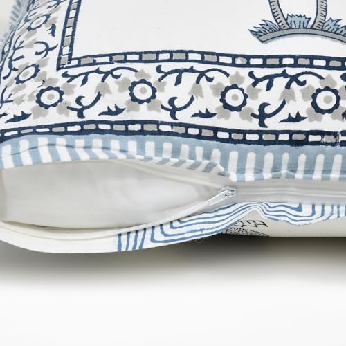 Image of BLOCKS OF INDIA Hand Block Printed Cotton Cushion Cover (16 x 16 inches) (Cushion 11)
