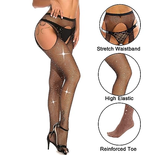 Image of Fishnet Stockings Lace Patterned Tights High Waist Pantyhose Fishnets for Women