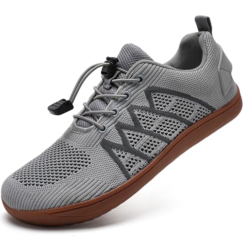 WateLves Wide Water Shoes Mens Womens Barefoot Minimalist Walking Shoes Beach Casual Sneakers Zero Drop Sole (Gray/Gum, 43)