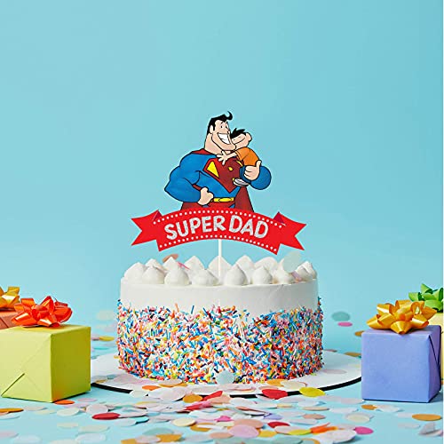 Image of Festiko Happy Father's Day Cake Topper for Dad Birthday Celebration | Black Glitter Super Dad Cake Decoration for Fathers Day Party, Cake Cutting, Family Celebration & Dessert Table Decor