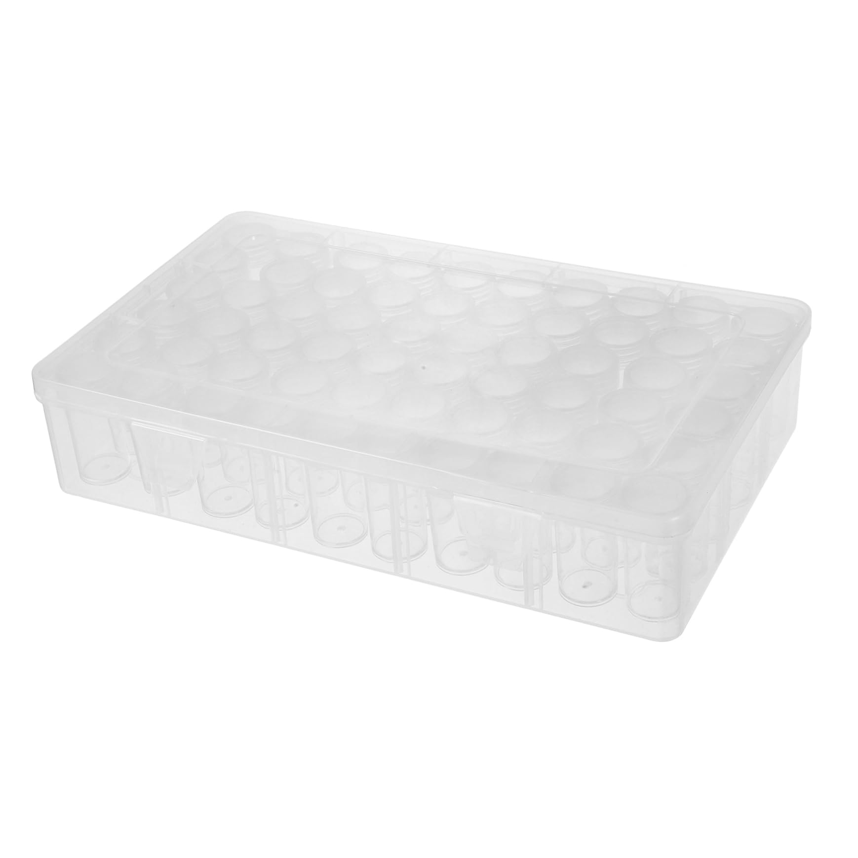 HOMSFOU 1 Set Scatola Organizzatrice Trasparente con Divisori per Craft e Piccoli Contenitore Diy con Bottiglie Rotonde e Adesivi per Etichettatura