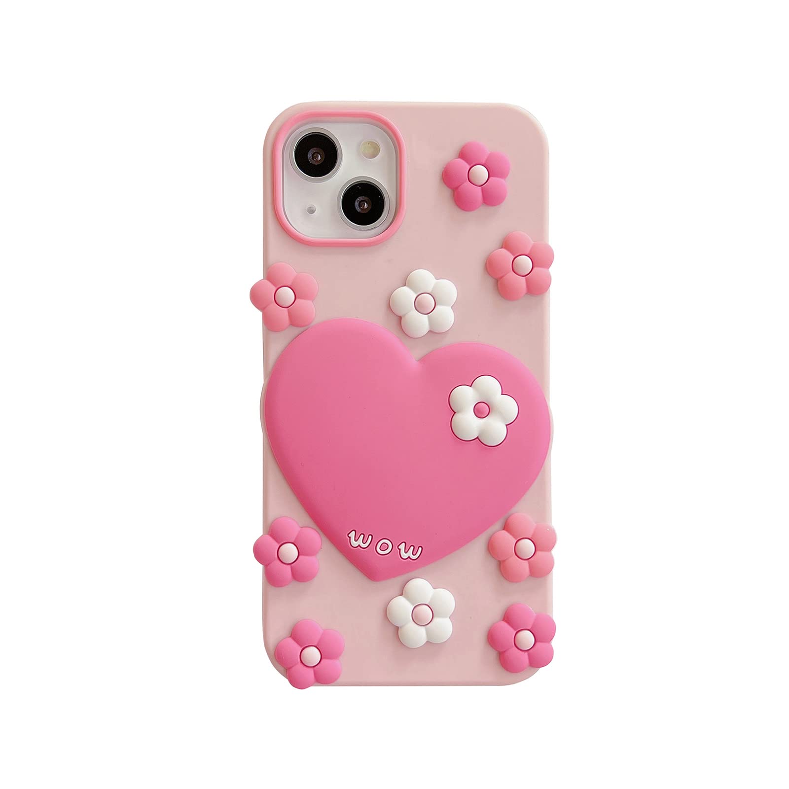 YEARN MALL Case for iPhone 13, Cartoon Soft Silicone Phone Shockproof Case, Cute Flower Pattern Design Protective Cover for Girls Women