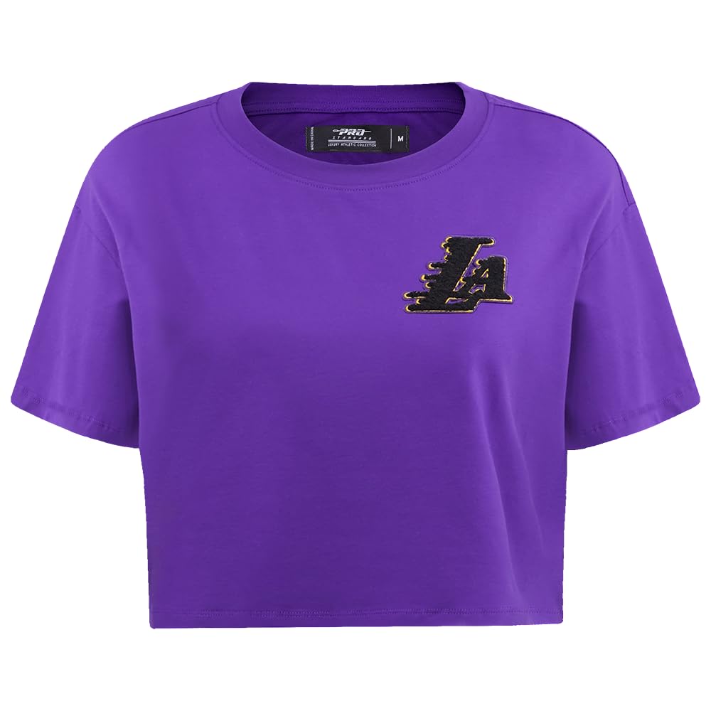 Pro Standard Womens NBA Los Angeles Lakers Classic Chenille Short Sleeve Boxy Tee Purple S โ image 1