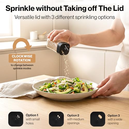 Image of EDELHAUS Square Glass Spice Jars with Label and Black Rotating Lids (24 x 4oz) Spice Containers with 240 Labels, Shaker Inserts, Silicone Funnel, Empty Square Empty Square Seasoning Organizer