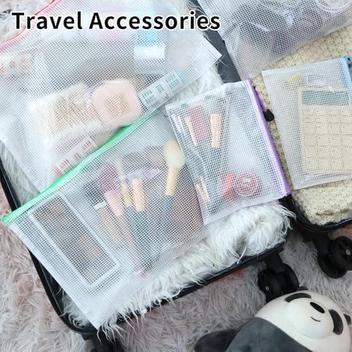 Image of EOOUT 56pcs Mesh Zipper Pouch, Waterproof Zipper Bags, 8 Sizes Plastic Travel Pouch, 18 Colors, Multipurpose for Travel Storage, Office Appliances
