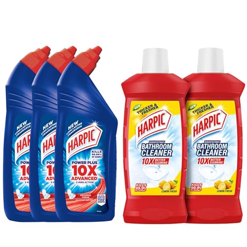 Harpic Disinfectant Toilet Cleaner Liquid, Original - 1 L (Pack of 3) | Indias # 1 Toilet Cleaner & Disinfectant Bathroom Cleaner Liquid, Lemon - 1 L (Pack of 2) | Indias # 1 Bathroom Cleaner (B09VH8ZLK8) Amazon Price History, Amazon Price Tracker