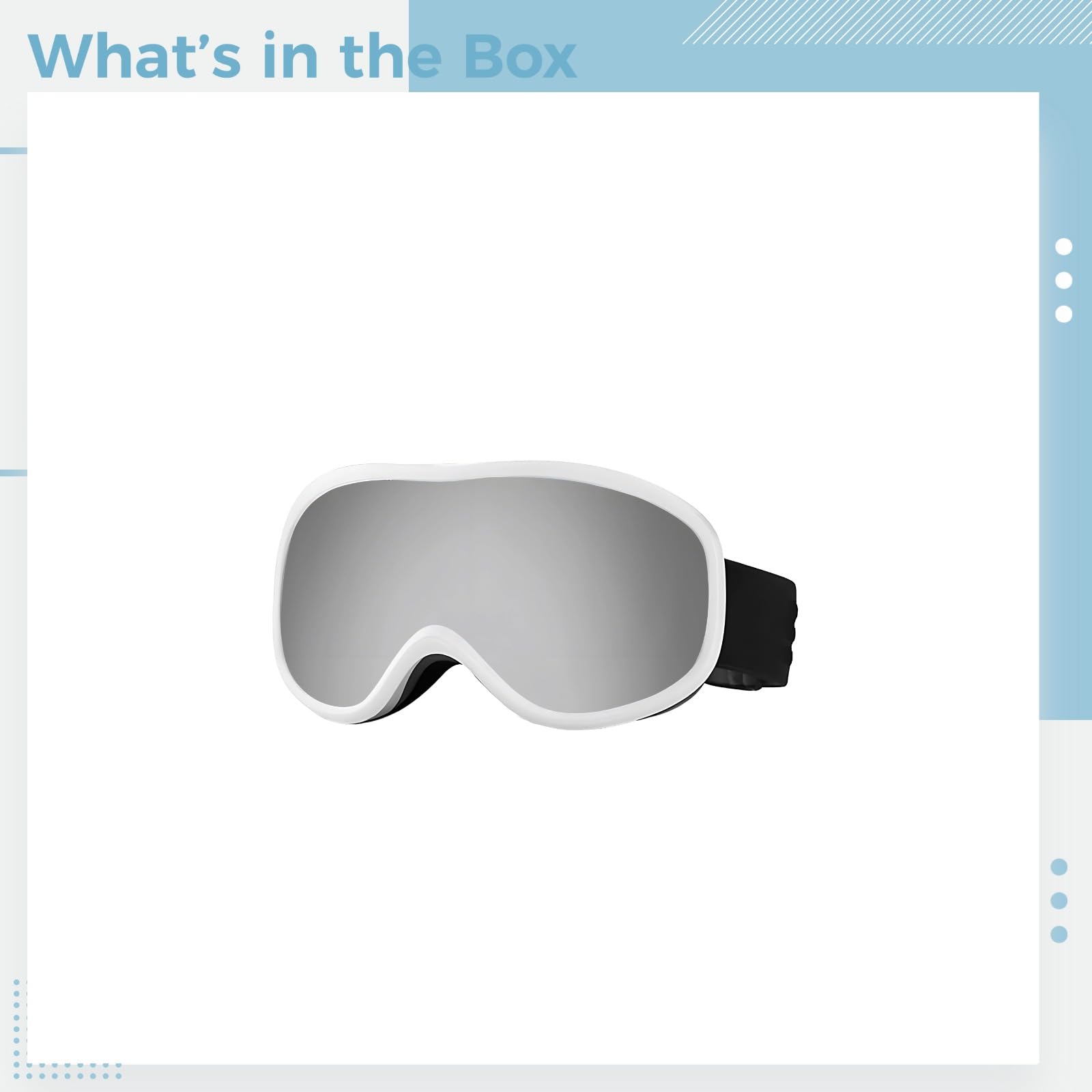 Gogle narciarskie dla mężczyzn i kobiet, białe gogle snowboardowe OTG z dwuwarstwową soczewką przeciwmgielną, duży widok, wiatroszczelna konstrukcja, regulowany pasek do ochrony przed słońcem