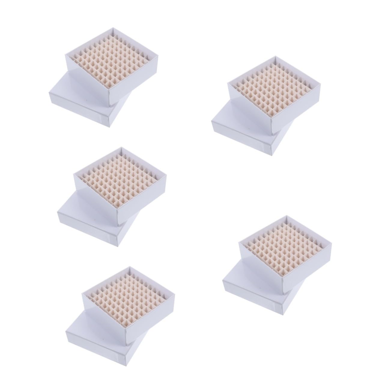 Cabilock 5 Piezas Caja de Almacenamiento para Tubos de Centrífuga de Papel Resistente Diseño Multi-compartimentos Soporte Criogénico Reutilizable para Microcentrífugas Compatible con