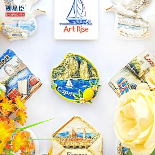 Imán decorativo Capri Italy resina 3D 6.35x6.35 cm miniatura 3