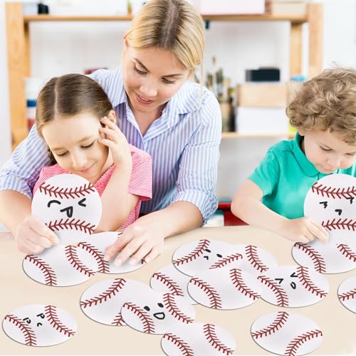 Image of Glitter Baseball Cutouts- 100Pcs Sport Ball Cut Outs Bulletin Board Baseball Shape DIY Paper Cuts Party Decorations for Sports Theme Party Baby Shower Birthday Classroom Game Day Wall Decor Supplies