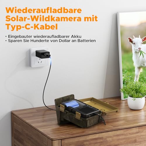 VOOPEAK Solar Wildkamera 4K 48 MP, Wildkamera mit Bewegungsmelder Nachtsicht, Wildtierkamera...