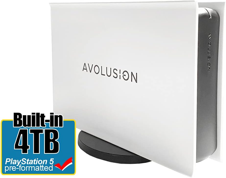 Avolusion PRO-5X Series 4TB USB 3.0 External Gaming Hard Drive for PS5 Game Console (White) - 2 Year Warranty (Renewed)