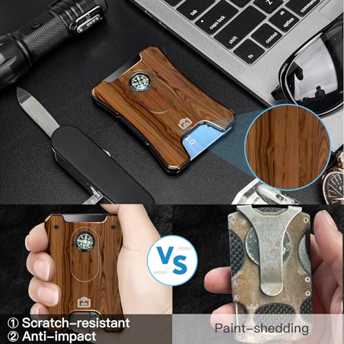 Metal Wallet for Men, Ergonomics Design Money Clip Wallet with Compass, Easily Removable Money & Cards, Minimalist Slim Wallet with RFID Blocking3