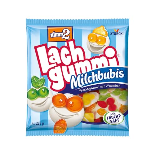 nimm2 Lachgummi Milchbubis – 1 x 225g – Fruchtgummi mit Fruchtsaft, Vitaminen und Milch