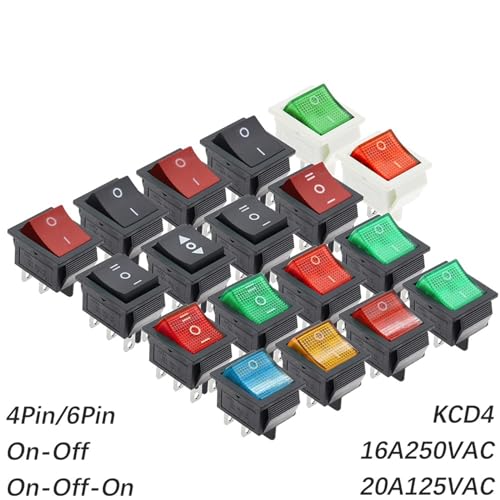 Interrupteur à bascule KCD4 marche-arrêt 2 positions 4 broches vert 16A 250VAC