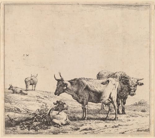 Tableau vache et veau Karel Dujardin impression sur toile 60x90cm