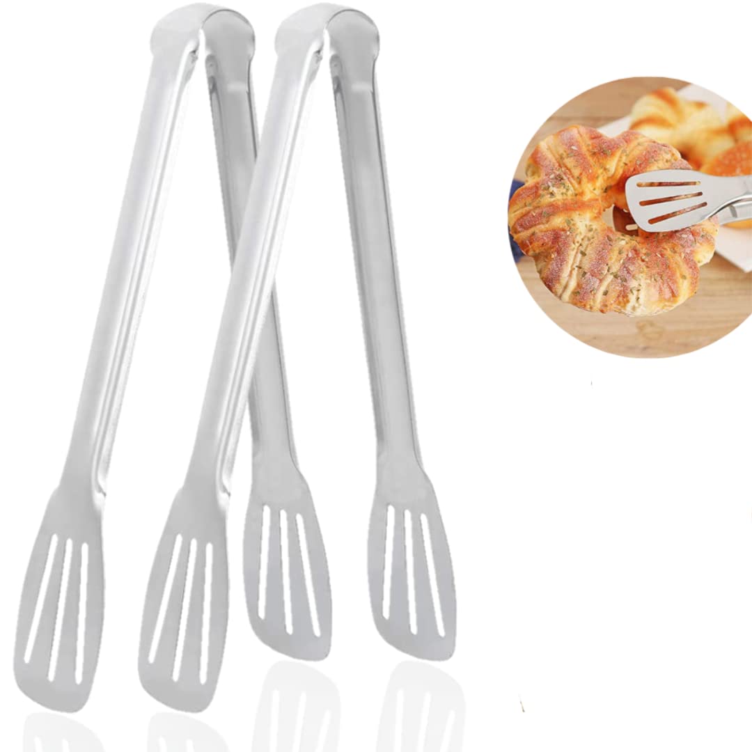 HUSAINI MART | Stainless Steel  Utility Grip Tong for Kitchen,BBQ,& Salads,Grilling Heat Resistant, Multiple Uses Light Weight Easy to Clean and Serving (chimta) (14inch/35cm) Pack of 2