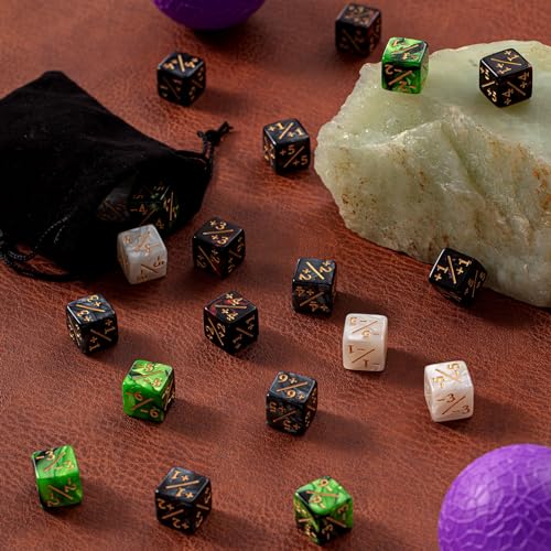 Image of Sumind 48 Pcs Counter Dice -1 /+1 Counters Ability Keyword Counters Buff Tokens 6 Sided Dice Gifts Compatible with CCG TCG Cards Gaming Accessory (Black Jade & Pearl)