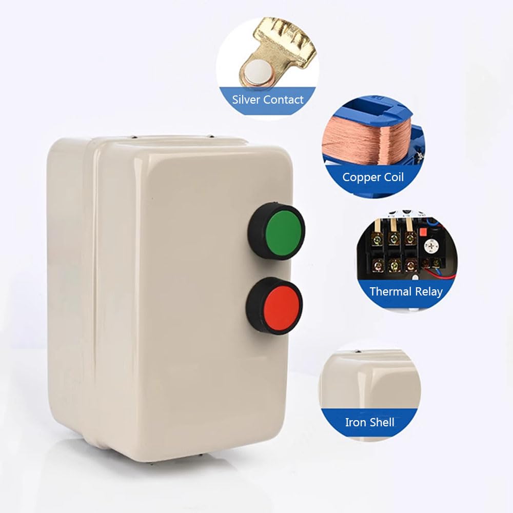 Motore elettrico magnetico, 380 V, 7,5 kW, 22 A, scatola interruttore di avviamento a 3 fasi, per compressori d'aria, pompe, apparecchiature industriali
